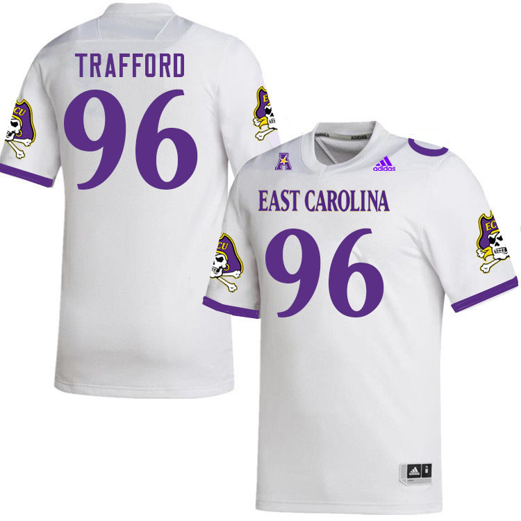 Men #96 Archer Trafford ECU Pirates College Football Jerseys Stitched Sale-White